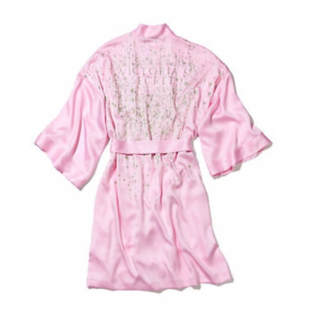NWT Victoria Secret: Rare 🔥 Med & Lg NY 2018 Tie Up Pink Fashion Robe - Picture 3 of 4